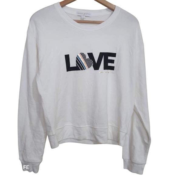 Spiritual Gangster Tops - Spiritual Gangster LOVE Heart Graphic T shirt White Metallic  Women's Size Large